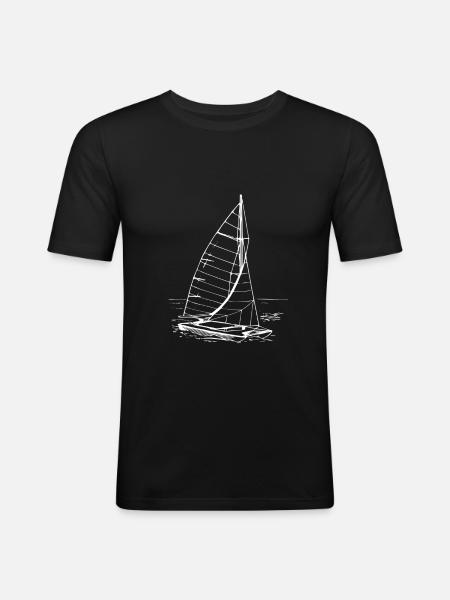 CATAMARAN SAILORS SAILING SAILBOAT - Men's Slim Fit T-Shirt - black