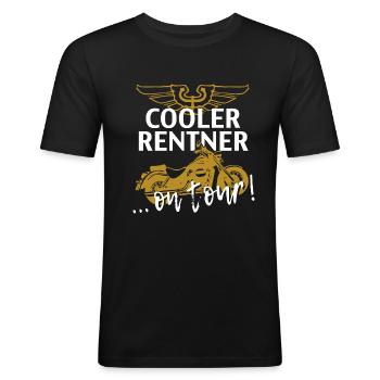 Cooler Rentner Rente Ruhestand Motorrad Geschenk - Männer Slim Fit T-Shirt - Schwarz - Vorne - Nik (191cm)