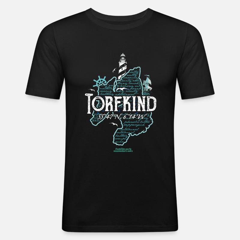 Islay Whisky Torfkind Leuchtturm blau - Männer Slim Fit T-Shirt - Schwarz