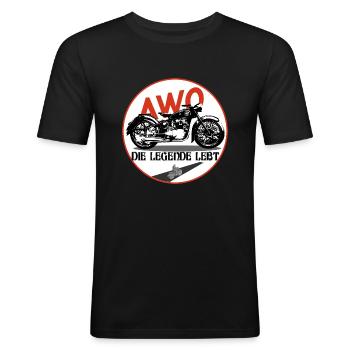 AWO - Männer Slim Fit T-Shirt - Schwarz - Vorne - Nik (191cm)