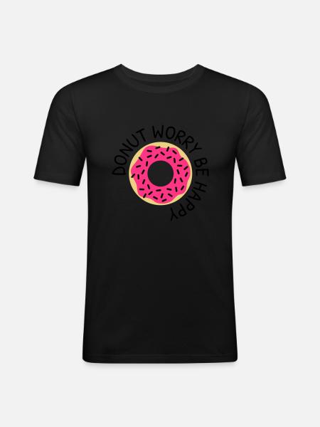 Donut worry be happy - Men's Slim Fit T-Shirt - black