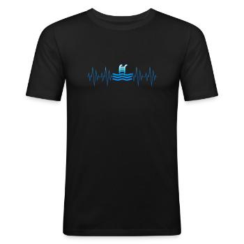 Herzschlag Bademeister Geschenk Schwimmmeister - Männer Slim Fit T-Shirt - Schwarz - Vorne - Nik (191cm)