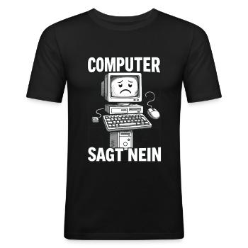 L’ordinateur dit non - look rétro - T-shirt près du corps Homme - noir - Devant - Nik (191cm)