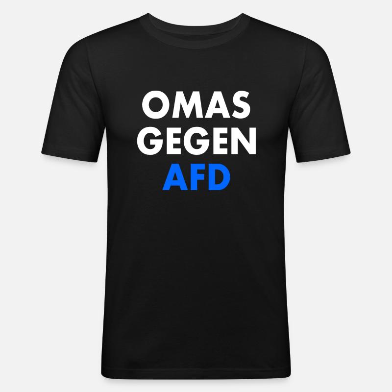 Omas gegen afd - Männer Slim Fit T-Shirt - Schwarz