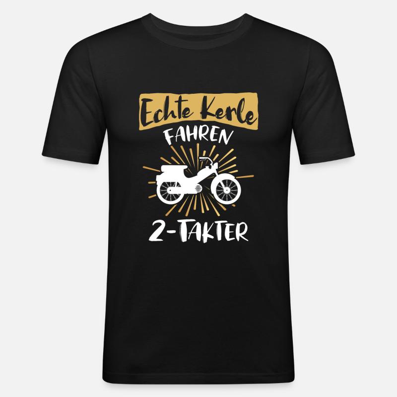 Zweitakter Moped Mofa Spruch - Männer Slim Fit T-Shirt - Schwarz