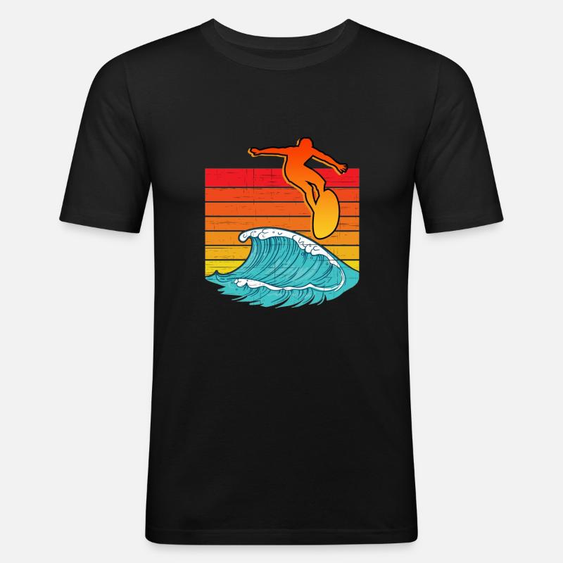 Surfen - Männer Slim Fit T-Shirt - Schwarz