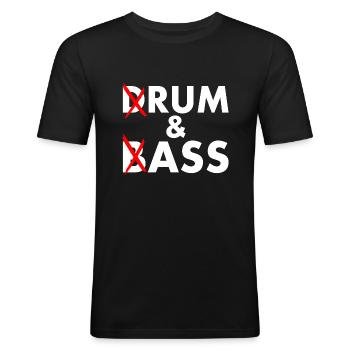Drum and bass - rum and ass - T-shirt près du corps Homme - noir - Devant - Nik (191cm)