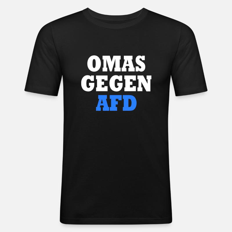 Omas gegen afd - Männer Slim Fit T-Shirt - Schwarz