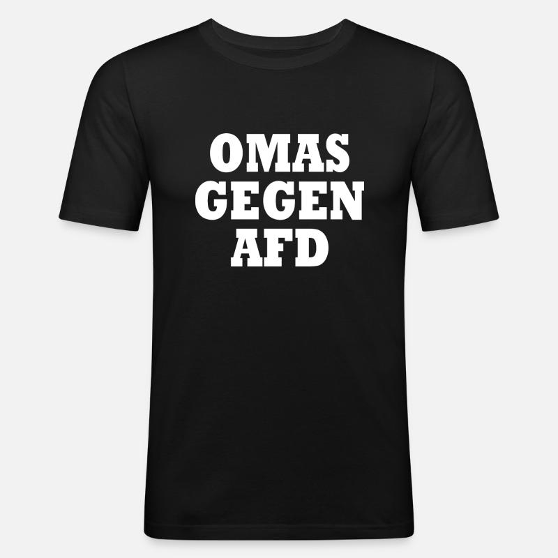 Omas gegen afd - Männer Slim Fit T-Shirt - Schwarz