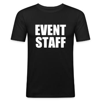 Event staff - Männer Slim Fit T-Shirt - Schwarz - Vorne - Nik (191cm)