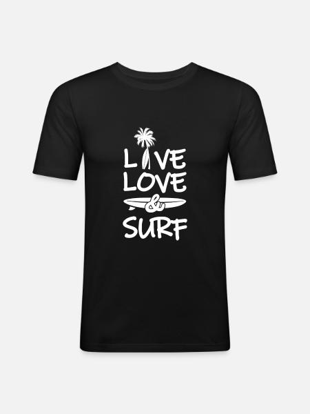 Surfing - Männer Slim Fit T-Shirt - Schwarz