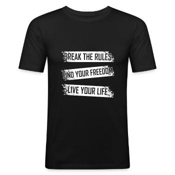 freedom - Men's Slim Fit T-Shirt - black - Front - Nik (191cm)