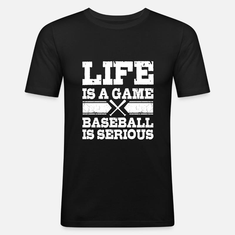 Baseball - Männer Slim Fit T-Shirt - Schwarz