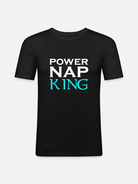 Power Nap King Design Motif - Men's Slim Fit T-Shirt - black