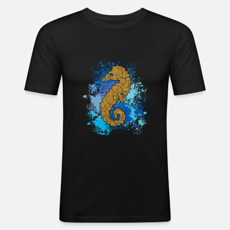 Seepferd | Seepferdchen | Hippocampus - Männer Slim Fit T-Shirt - Schwarz