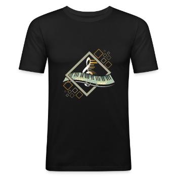 Piano Klavier - Männer Slim Fit T-Shirt - Schwarz - Vorne - Nik (191cm)