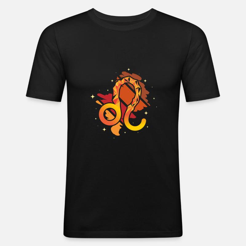 Sternzeichen Löwe - Männer Slim Fit T-Shirt - Schwarz