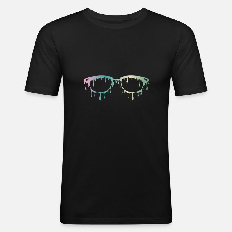 Coole Brille - Männer Slim Fit T-Shirt - Schwarz