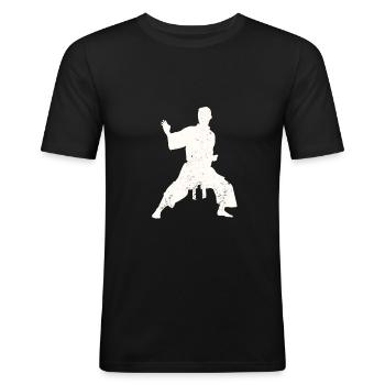 Karate - Männer Slim Fit T-Shirt - Schwarz - Vorne - Nik (191cm)