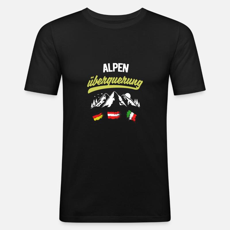 Alpenüberquerung - Männer Slim Fit T-Shirt - Schwarz