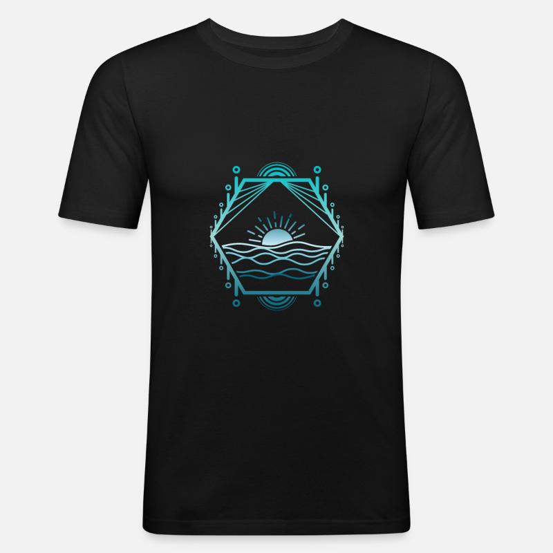 Meer linien - Männer Slim Fit T-Shirt - Schwarz