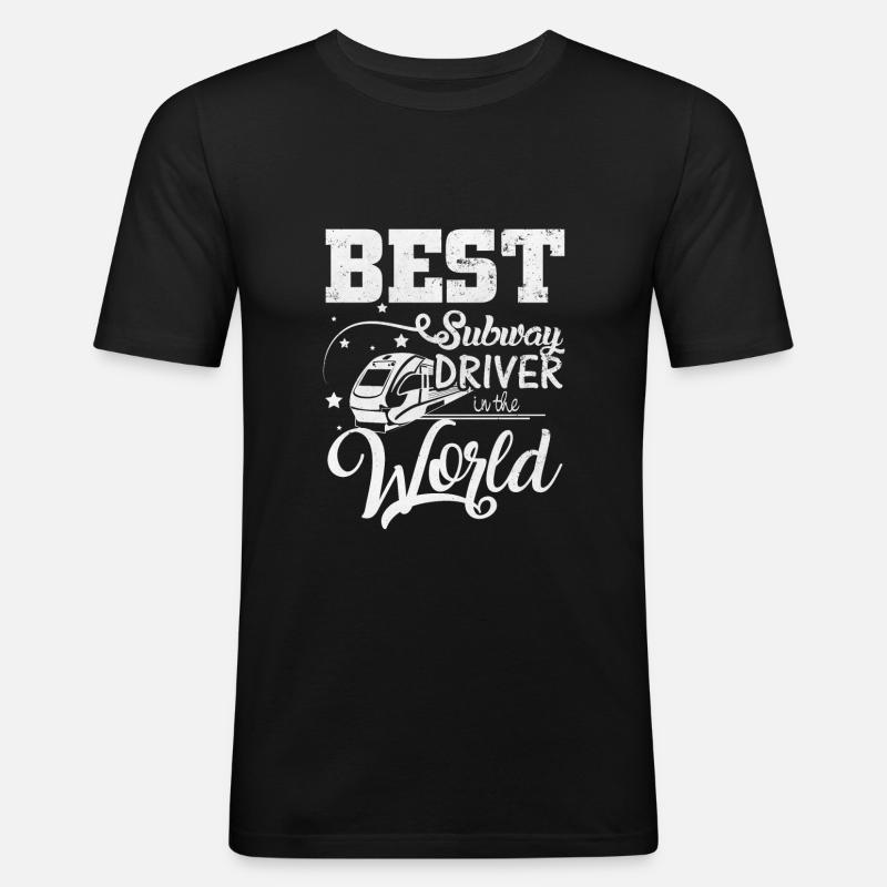 U-Bahnfahrer - Männer Slim Fit T-Shirt - Schwarz
