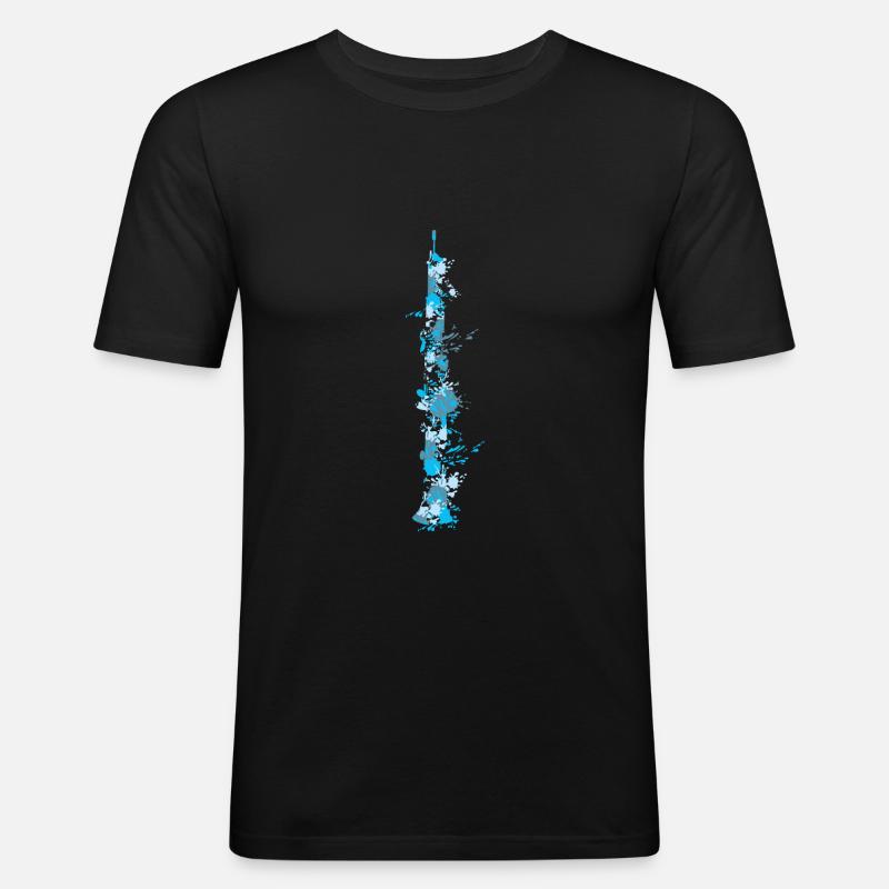 Klarinette Splash - Männer Slim Fit T-Shirt - Schwarz
