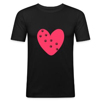 Heart Paws - Men's Slim Fit T-Shirt - black - Front - Nik (191cm)