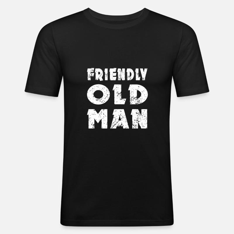 Friendly Old Man - Männer Slim Fit T-Shirt - Schwarz