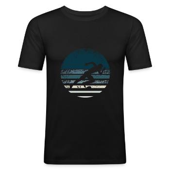 Leichtathletik Retro - Männer Slim Fit T-Shirt - Schwarz - Vorne - Nik (191cm)