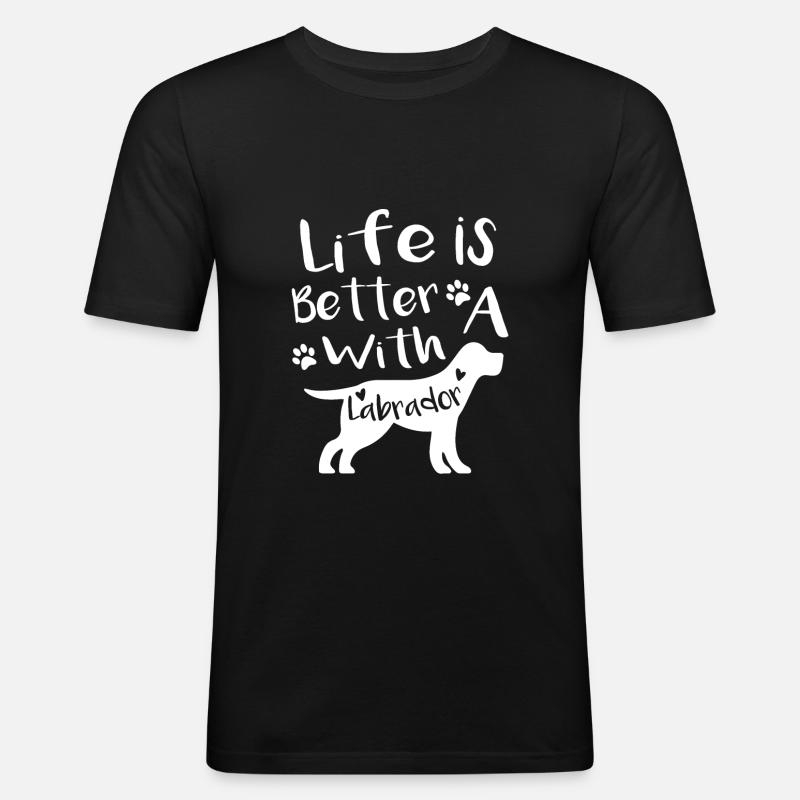 Life with labrador - Männer Slim Fit T-Shirt - Schwarz