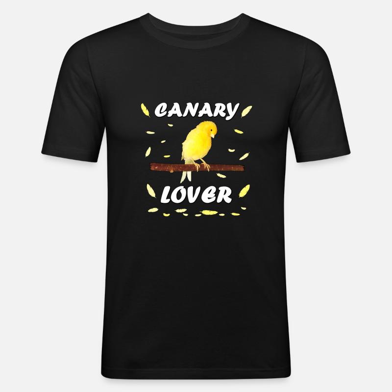 uccello amico canarino giallo con piume - Maglietta aderente da uomo - nero