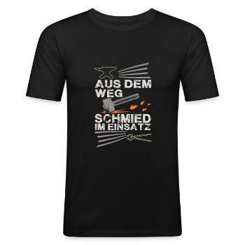 Schmied - Männer Slim Fit T-Shirt - Schwarz - Vorne - Nik (191cm)