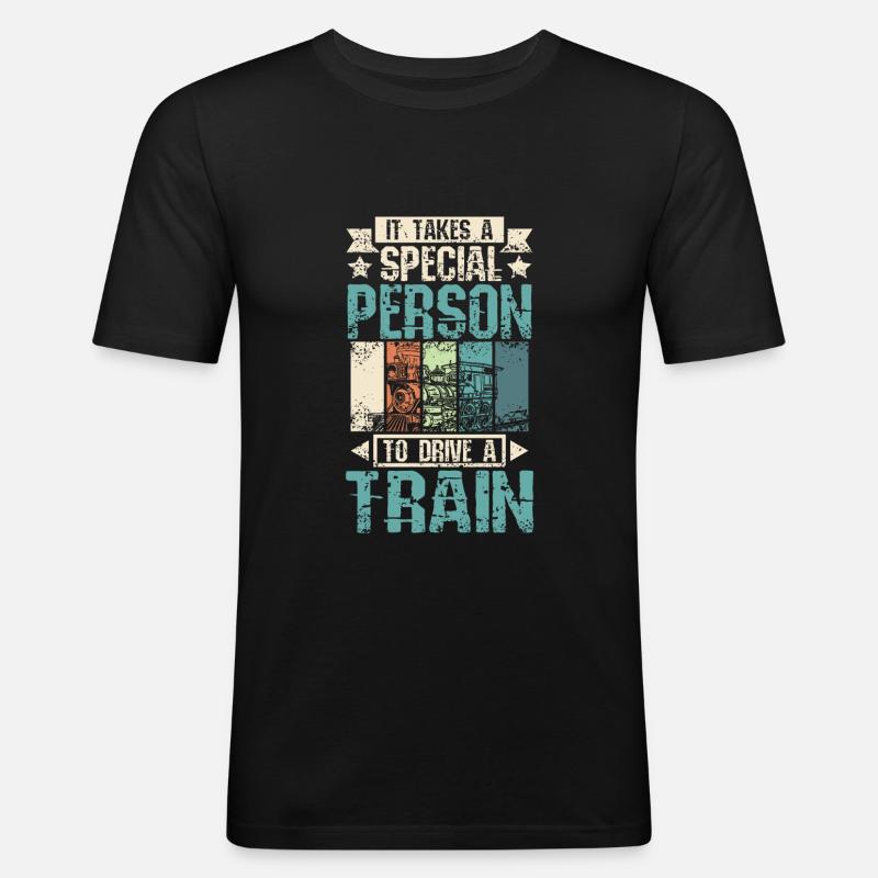 Cool train driver - Männer Slim Fit T-Shirt - Schwarz