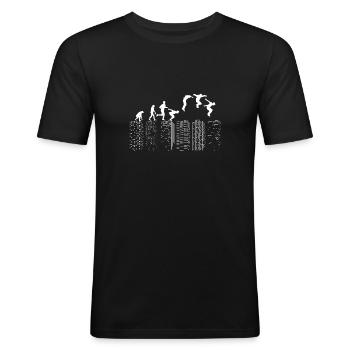Freerunner Freerunning Urban Skyline Art For Trace - Männer Slim Fit T-Shirt - Schwarz - Vorne - Nik (191cm)