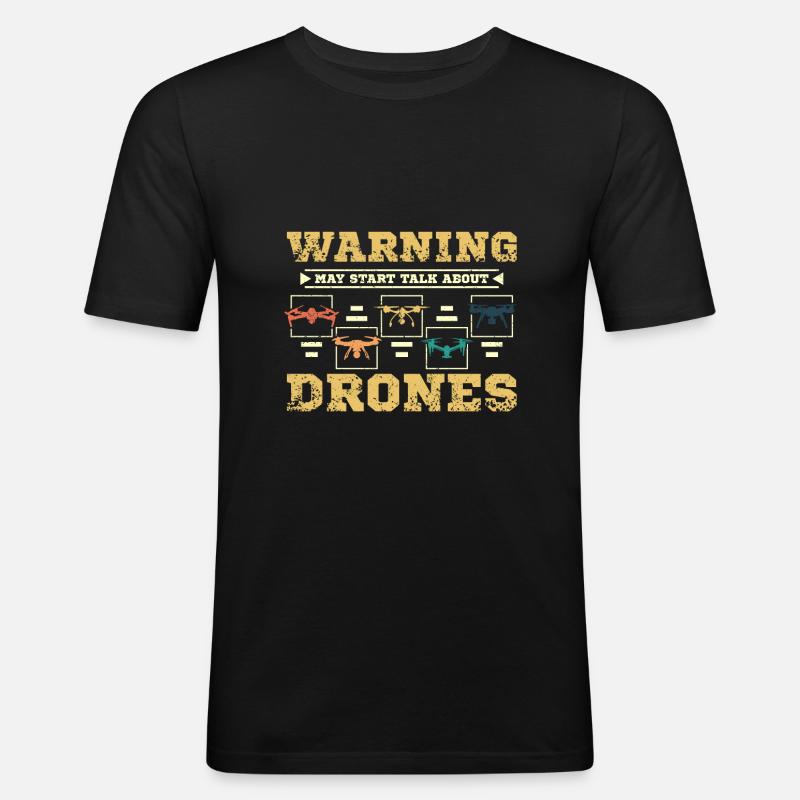 Talk about drones - Männer Slim Fit T-Shirt - Schwarz