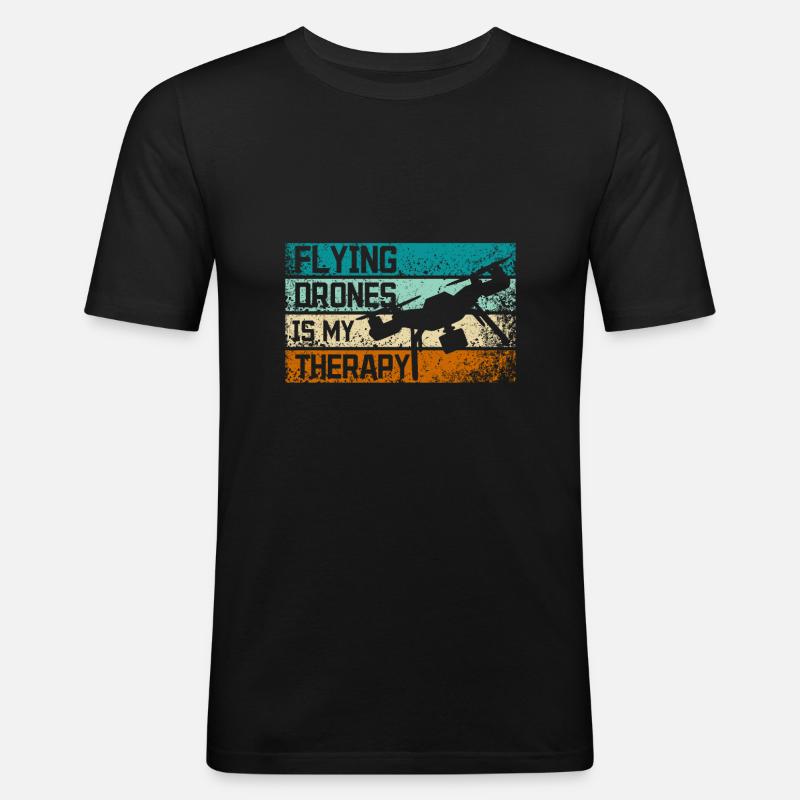 Flying drones is my therapy - Men's Slim Fit T-Shirt - black