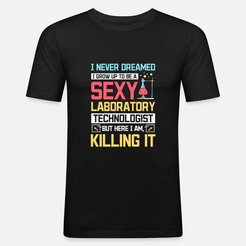 Sexy laboratory technologist - Männer Slim Fit T-Shirt - Schwarz