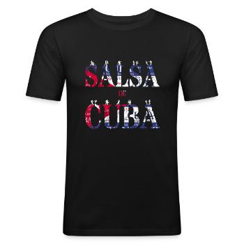 Salsa de Cuba | Kuba Cuban Dance - Männer Slim Fit T-Shirt - Schwarz - Vorne - Nik (191cm)