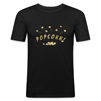 Fliegendes Popcorn - Männer Slim Fit T-Shirt - Schwarz - Vorne - Nik (191cm)