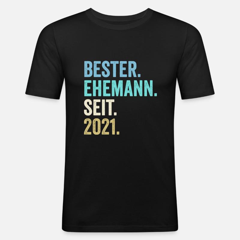 bester ehemann seit 2021 - Männer Slim Fit T-Shirt - Schwarz