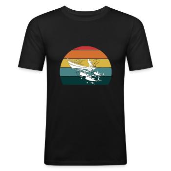 Hochseeangeln Angler Angeln Hochsee Papa Angelrute - Männer Slim Fit T-Shirt - Schwarz - Vorne - Nik (191cm)