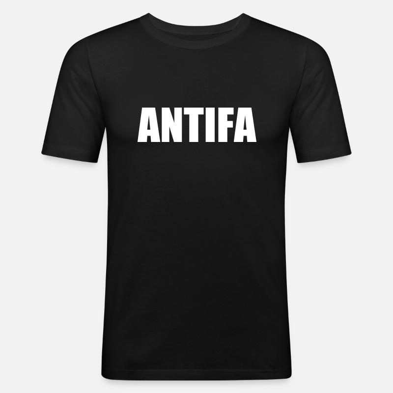 Antifa - Männer Slim Fit T-Shirt - Schwarz