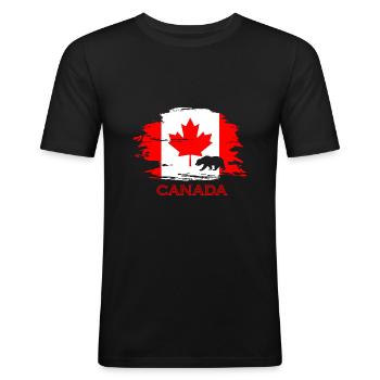 Canada Kanada Maple Forlade Flag Flagge Bear - Herre Slim Fit T-Shirt - sort - Foran - Nik (191cm)