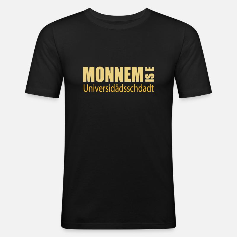 Monnem is e Universidädsschdadt - Männer Slim Fit T-Shirt - Schwarz