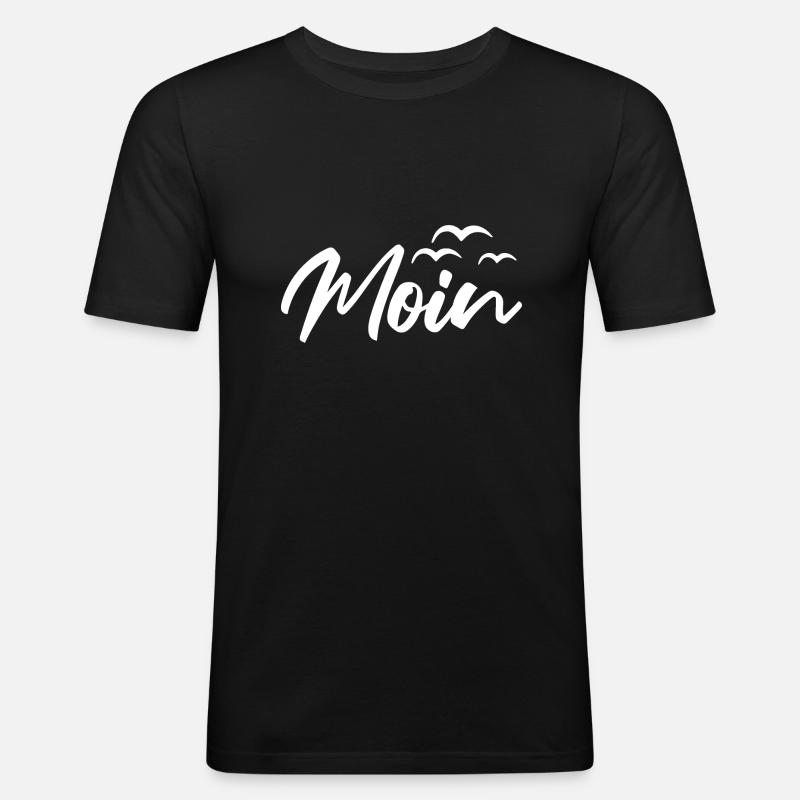 Moin Möwen - Männer Slim Fit T-Shirt - Schwarz