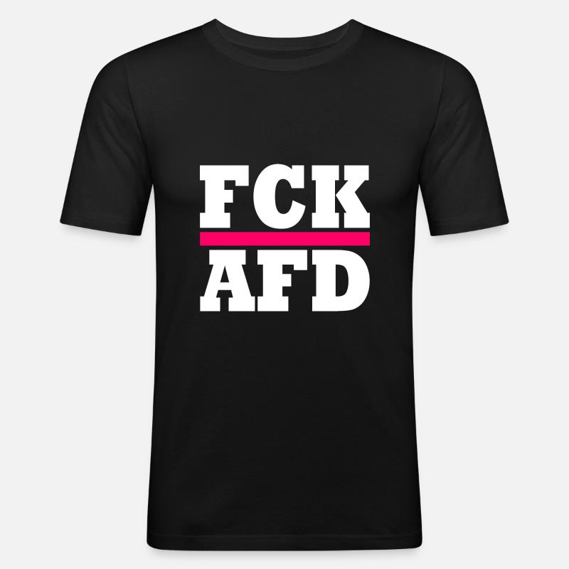 Fck afd - Männer Slim Fit T-Shirt - Schwarz