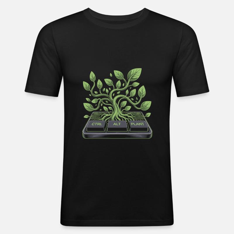 ctrl alt plant garden design - Men's Slim Fit T-Shirt - black