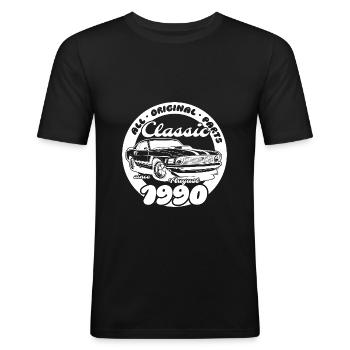 35e anniversaire - Classic Musclecar 08/1990 - T-shirt près du corps Homme - noir - Devant - Nik (191cm)