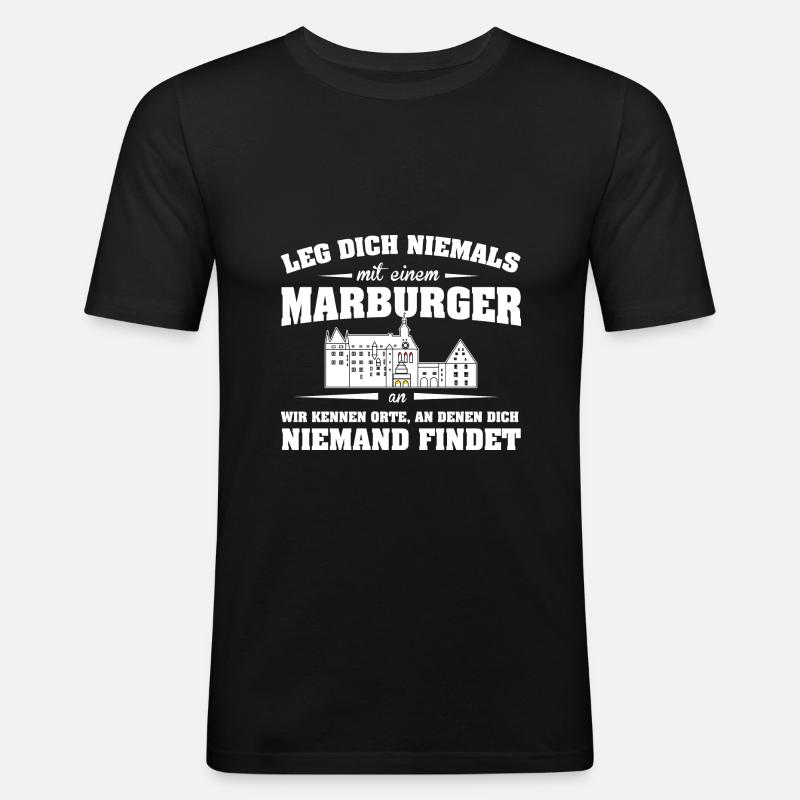 Marburger Tshirt-Anlegen - Männer Slim Fit T-Shirt - Schwarz